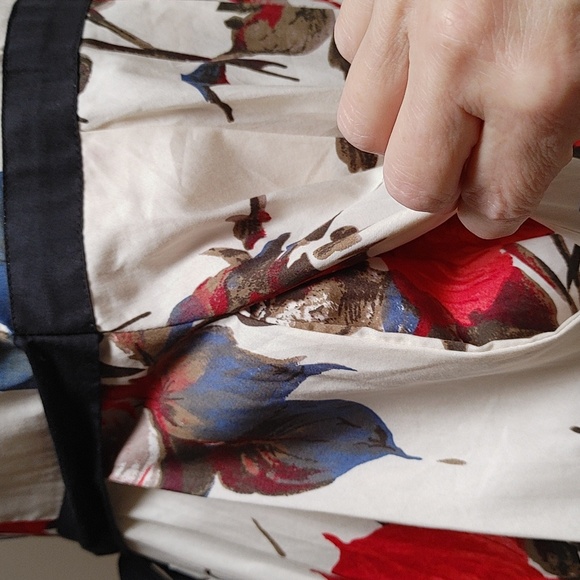 Frock Shop Party Dress Vintage Style Cream Red Roses Size L - Picture 7 of 16